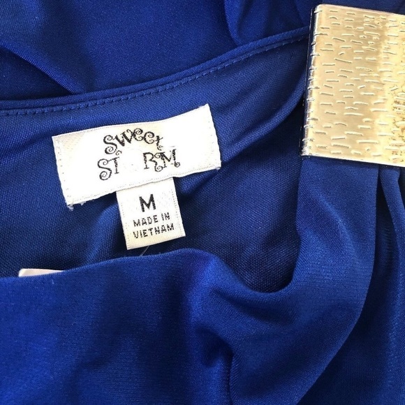 𝅺NWT - SWEET STORM Royal Blue One-Shoulder Mini-Dress - Juniors Size Medium - Picture 5 of 6